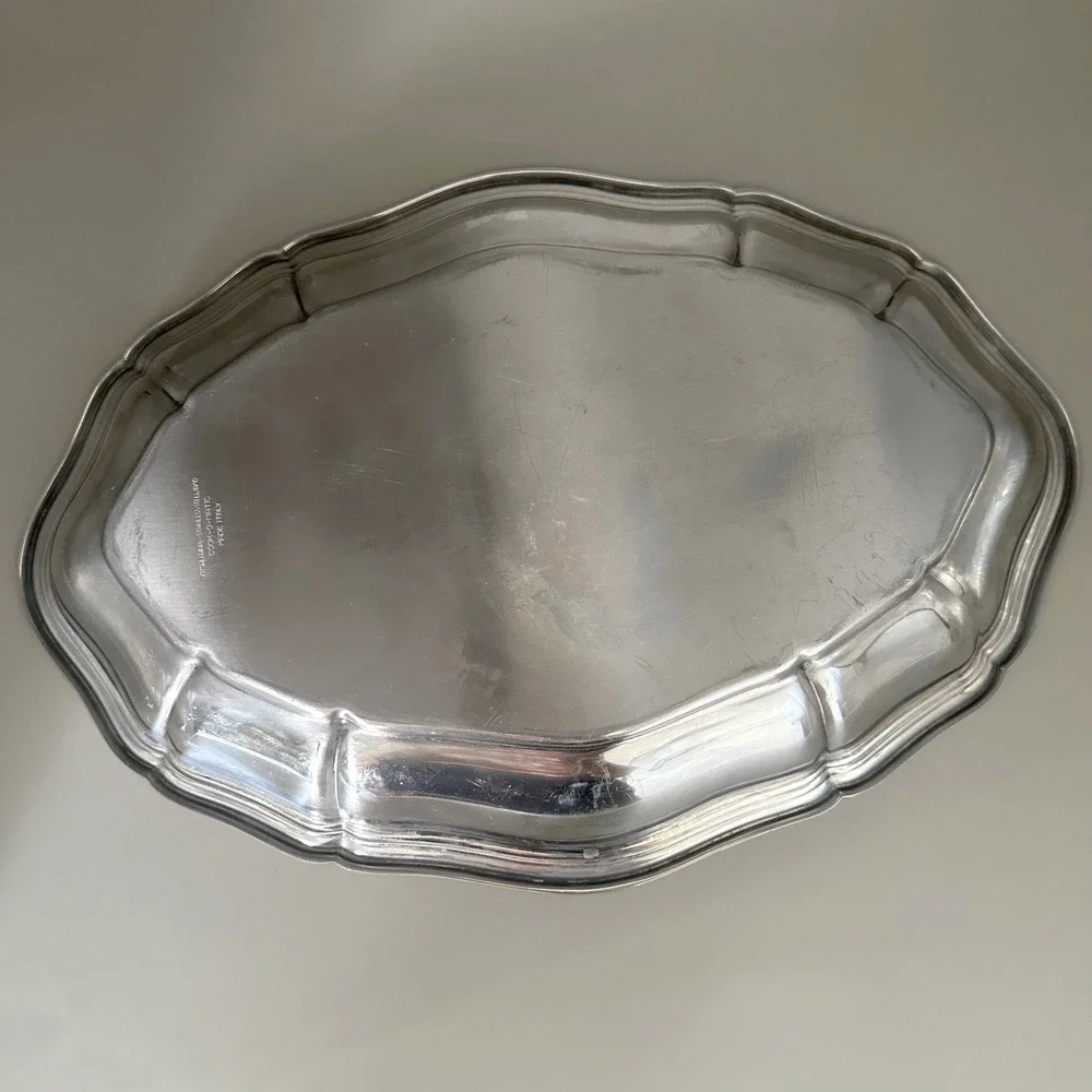 Cook-O-Matic Italian Stainless Steel Scalloped Edge Buffet Serving Tray 14x9